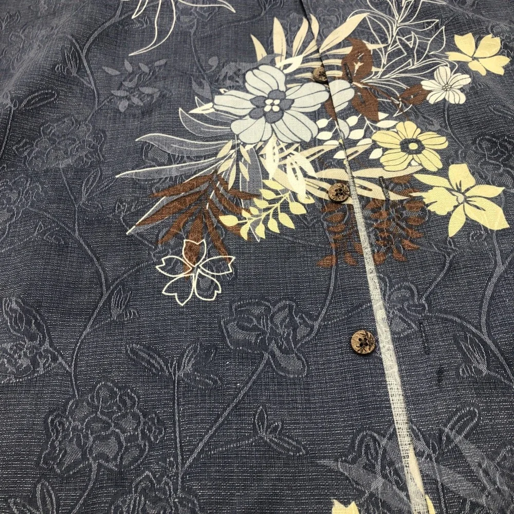 Tommy Bahama Silk Shirt Men's XXL‎ Floral Palm Hawaiian Tropical Short Sleeve